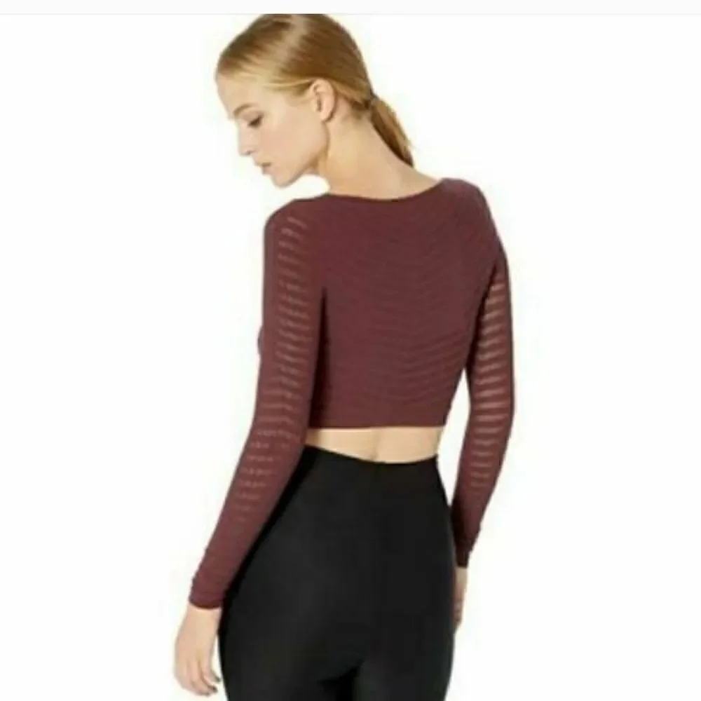 NWT! Free People Long Sleeve Crop Top Red Night Color XS